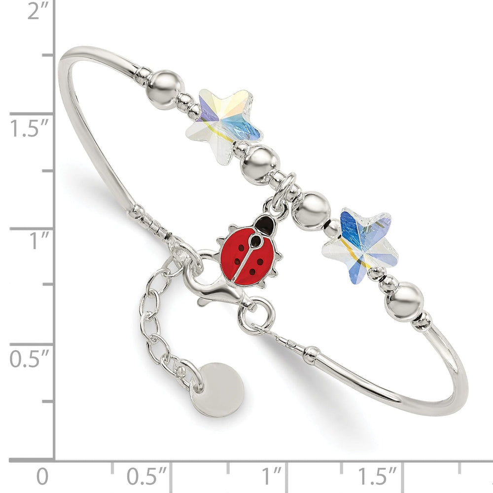 Silver Childrens Ladybug Swarovski Bracelet