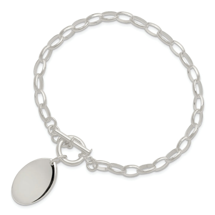 Sterling Silver Fancy Oval Disc Bracelet