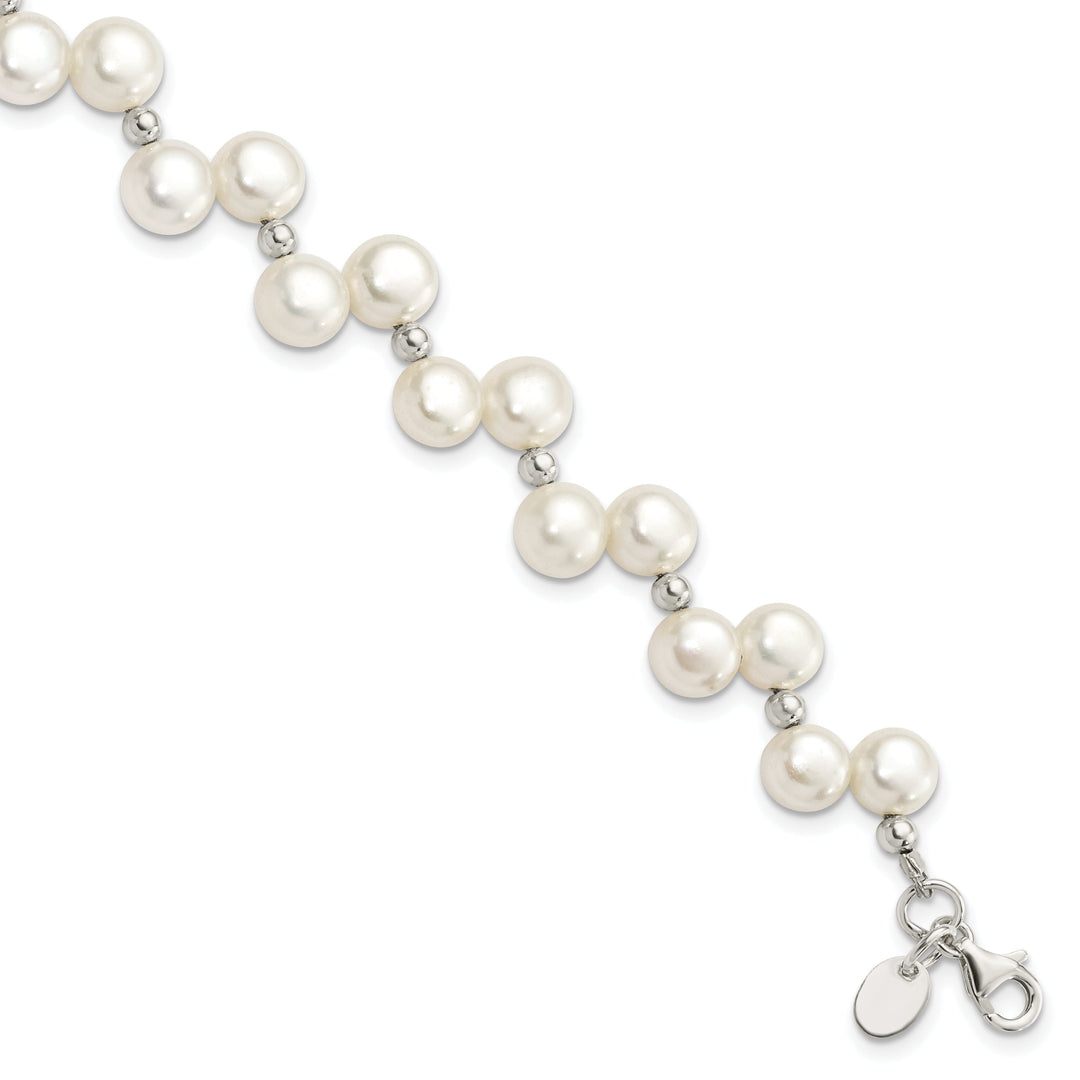Silver Fresh Water Button Pearl Bracelet
