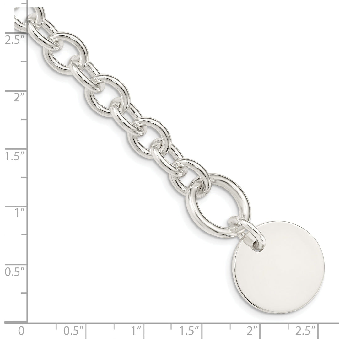 SS Circular Disc on Fancy Link Bracelet