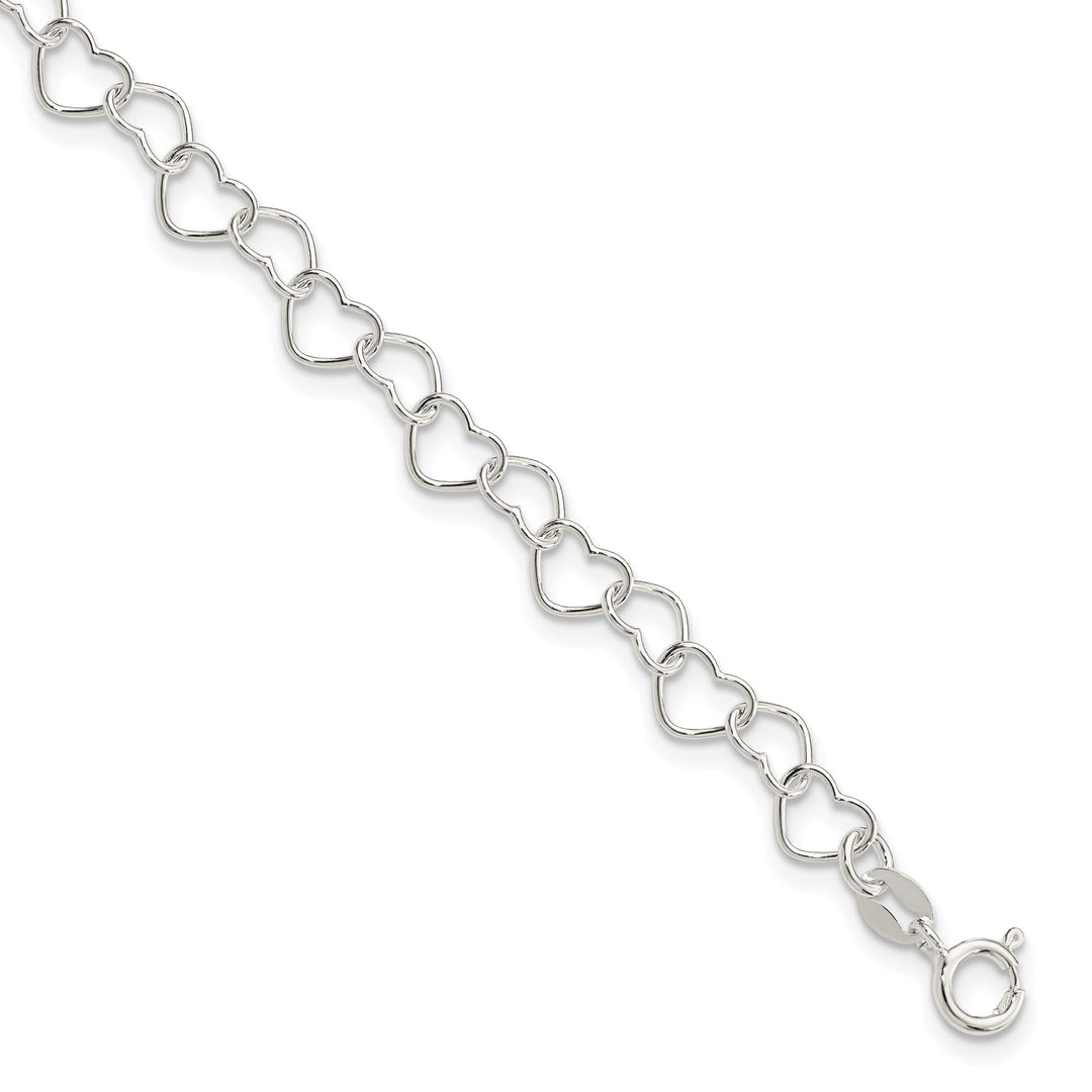 Sterling Silver Fancy Heart Link Bracelet