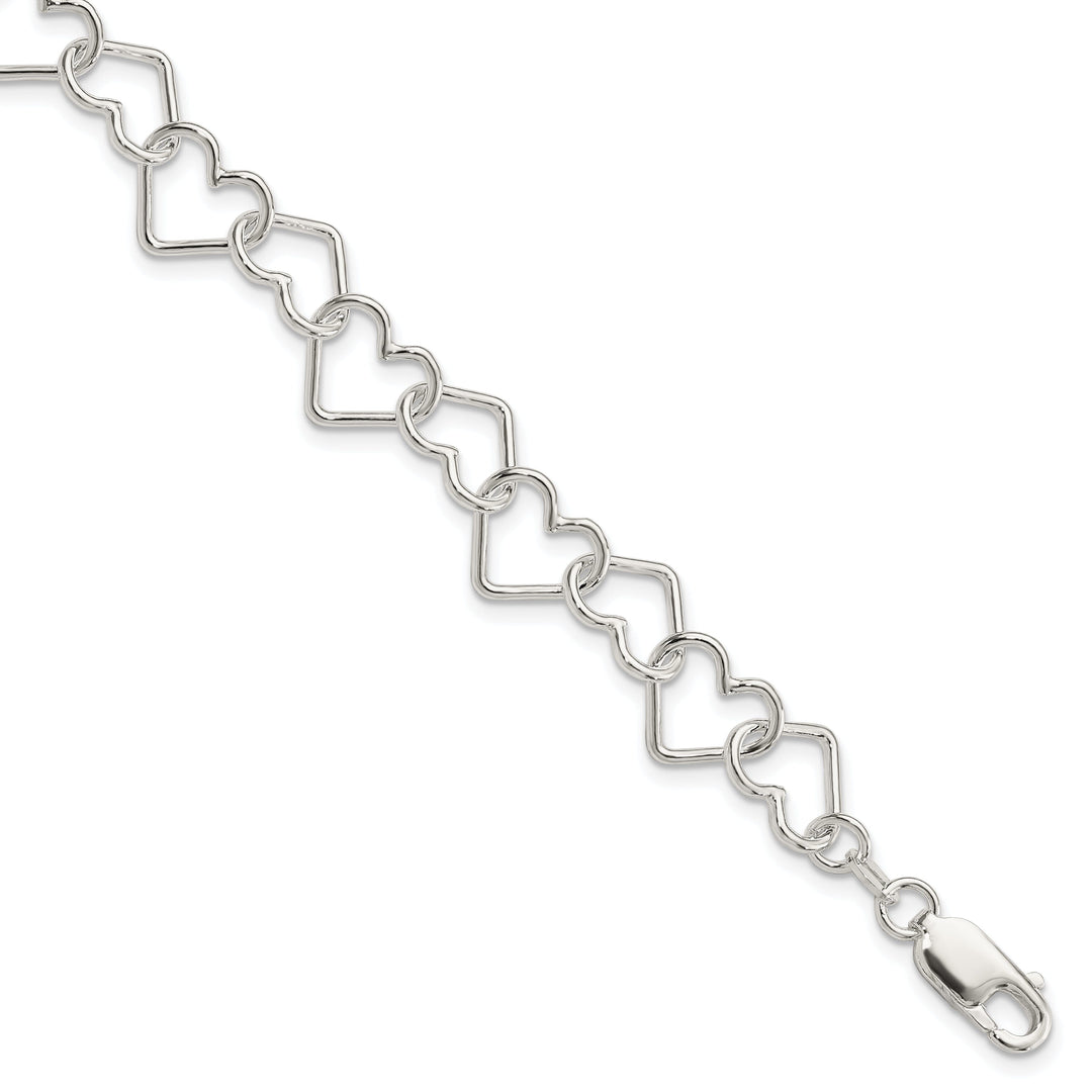 Sterling Silver Fancy Large Heart Link Bracelet