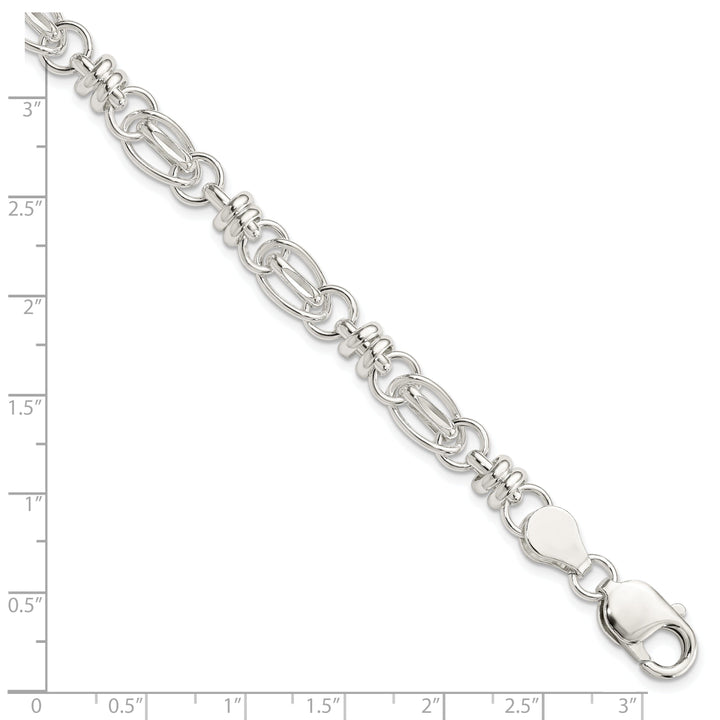 Sterling Silver Diamond Cut Fancy Link Bracelet