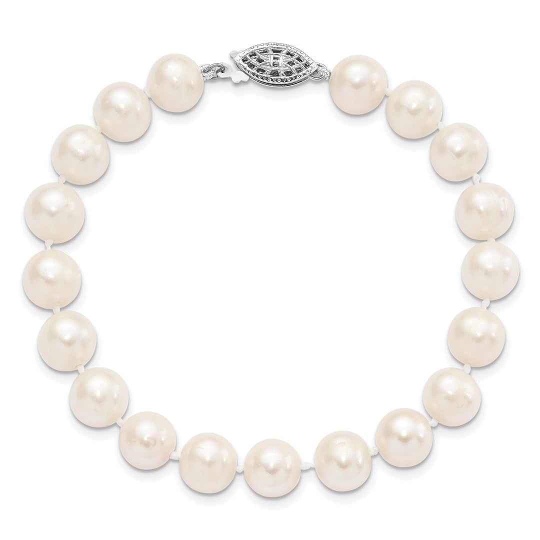 Silver White Freshwater Cultured Pearl Bracelet