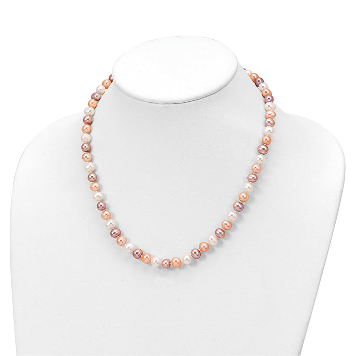 White Pink Pearl Necklace Bracelet Earring Set