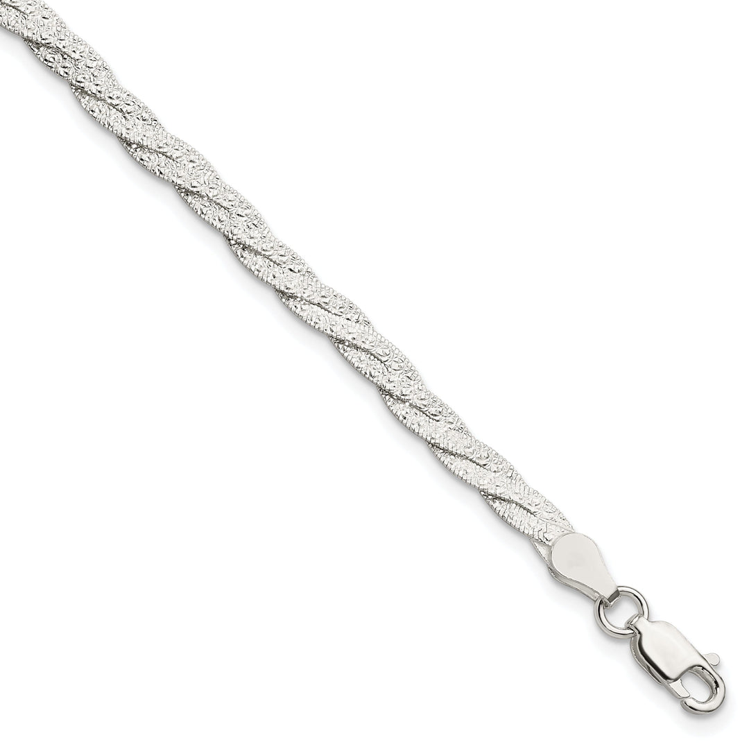 Silver Fancy Reversible Braided Bracelet