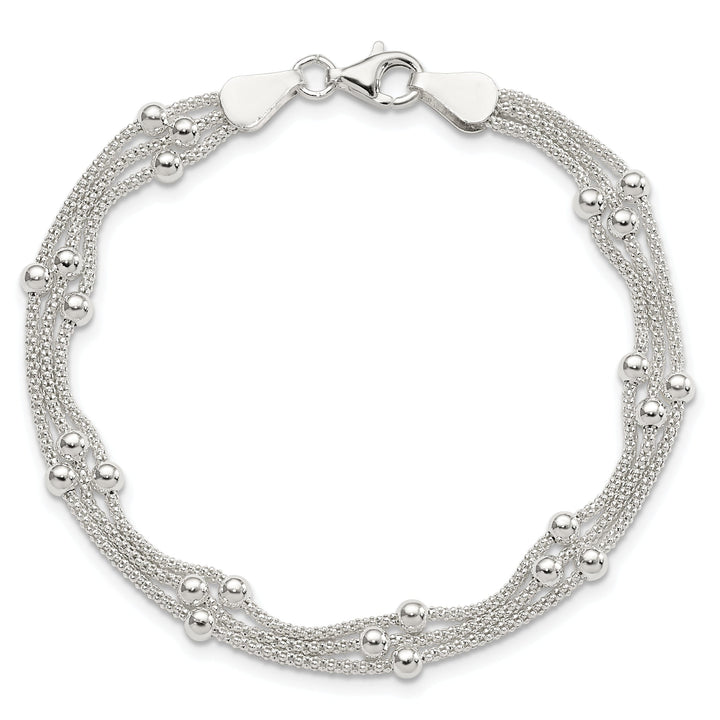 Sterling Silver Polished Finish Beaded Bracelet