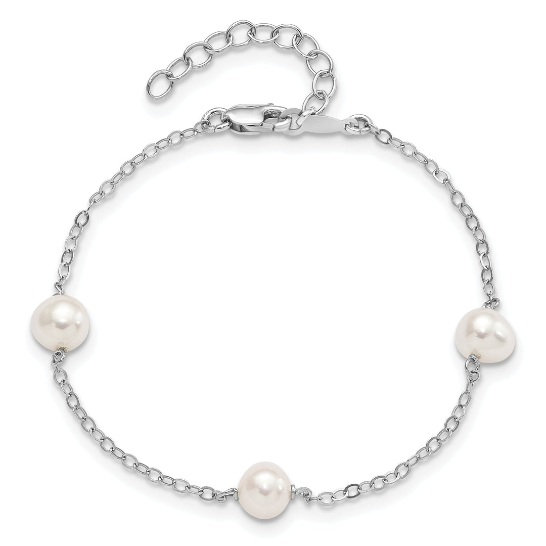 Silver 5-6m Fresh Water Cultured Pearl Bracelet
