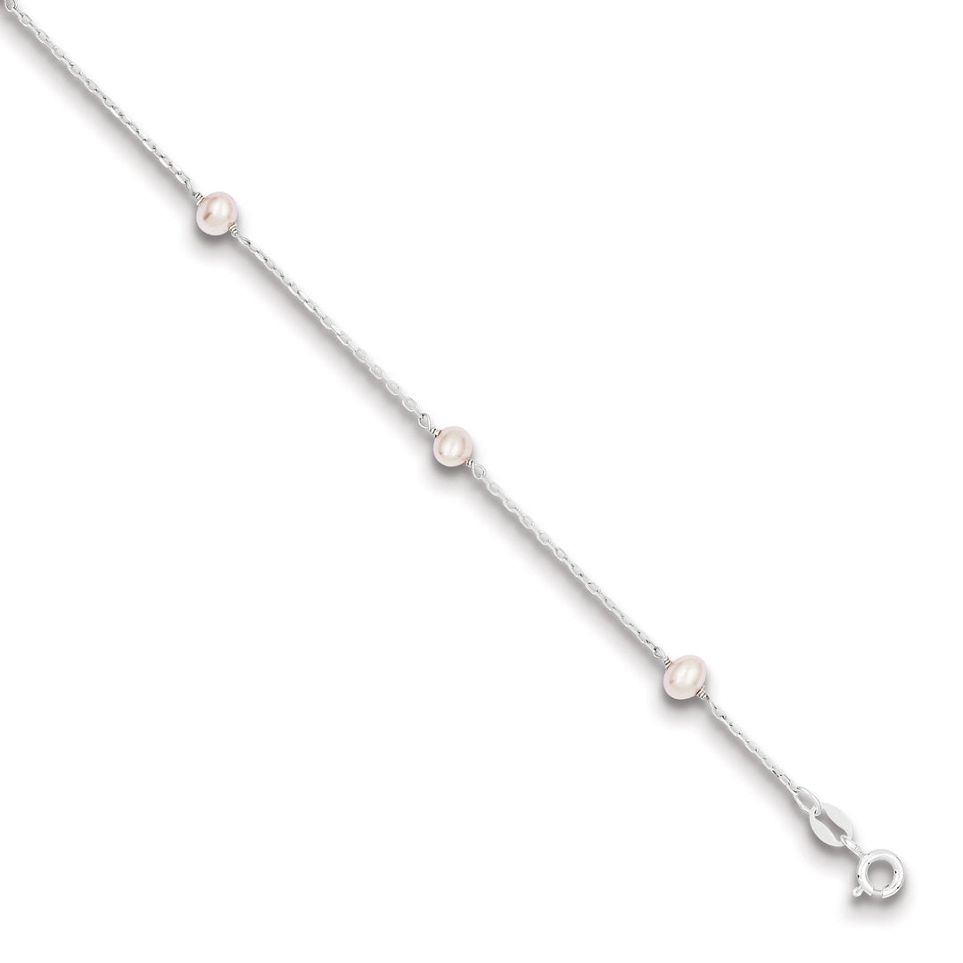 Silver Cream Color Fresh Water Pearl Bracelet