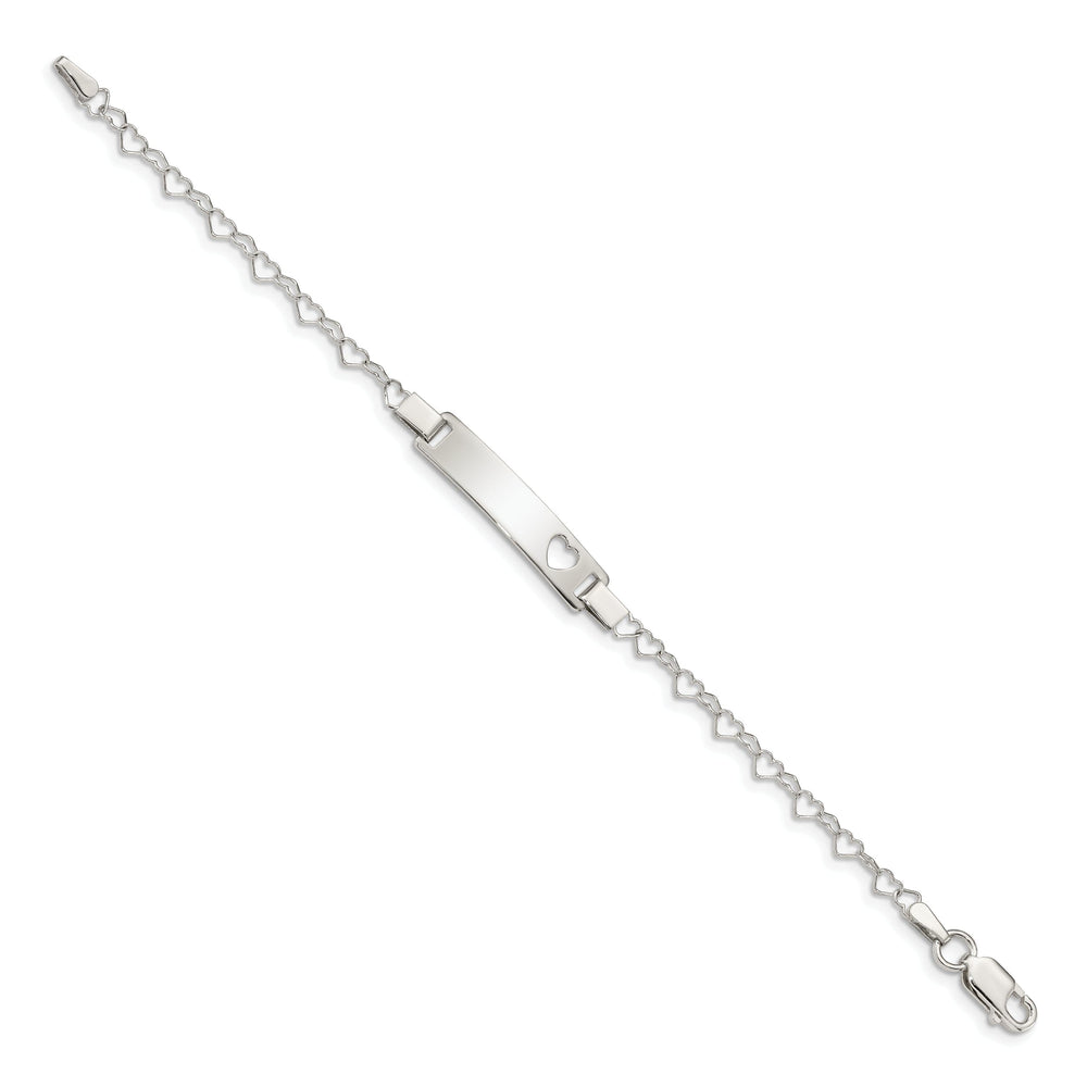 Silver Finish Engravable Heart Baby ID Bracelet