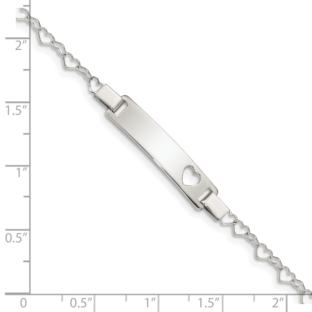 Silver Finish Engravable Heart Baby ID Bracelet
