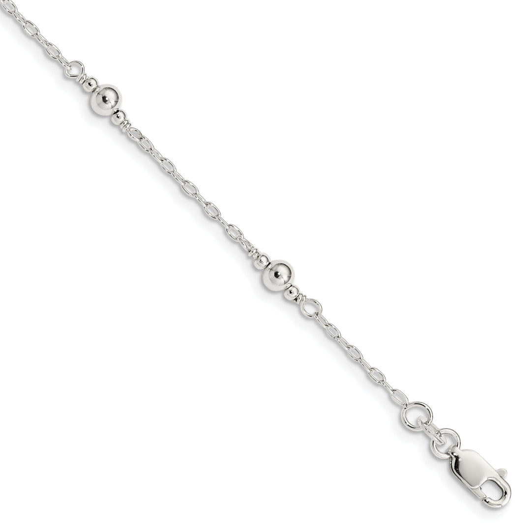 Silver Polished Fancy Bead Childs Bracelet