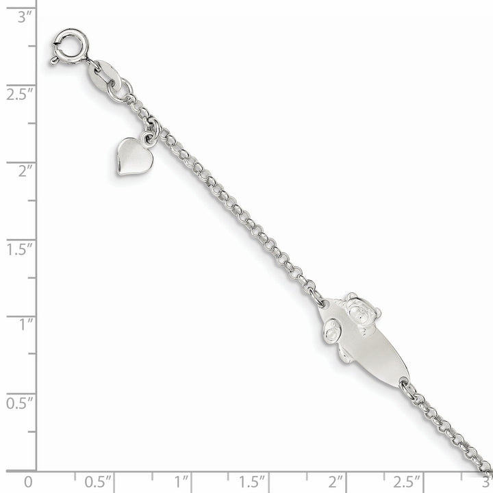 Silver Teddy Bear Baby Engraveable ID Bracelet
