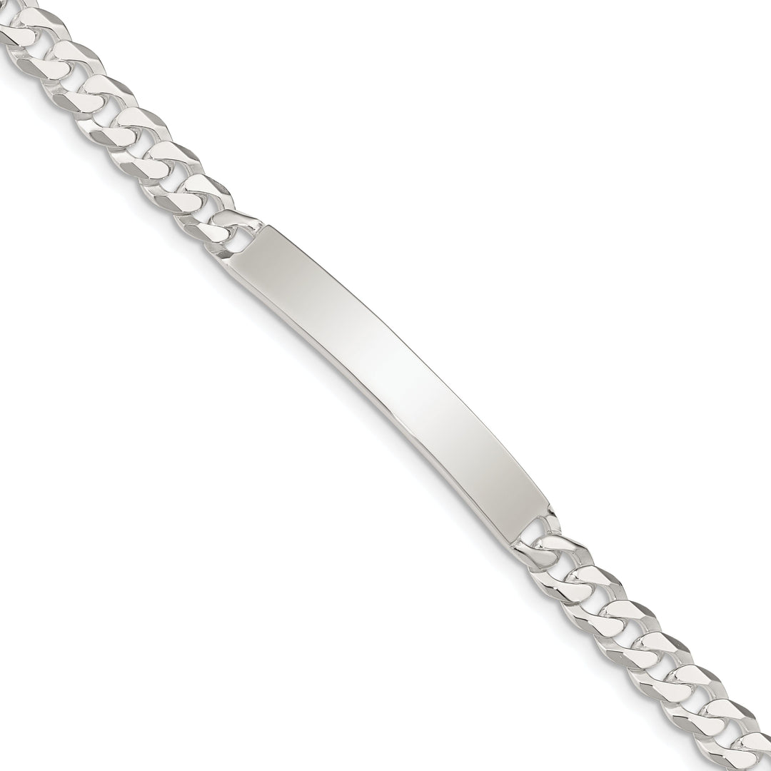 Silver Polished Curb Link ID 7.50 inch Bracelet