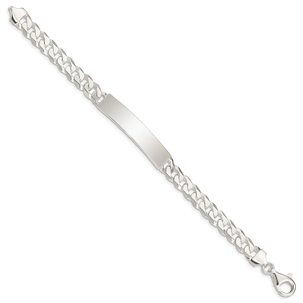 Silver Polished Curb Link ID 8.50 inch Bracelet