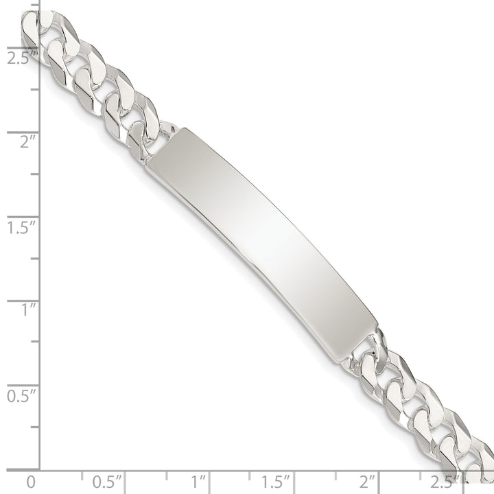 Silver Polished Curb Link ID 7.50 inch Bracelet