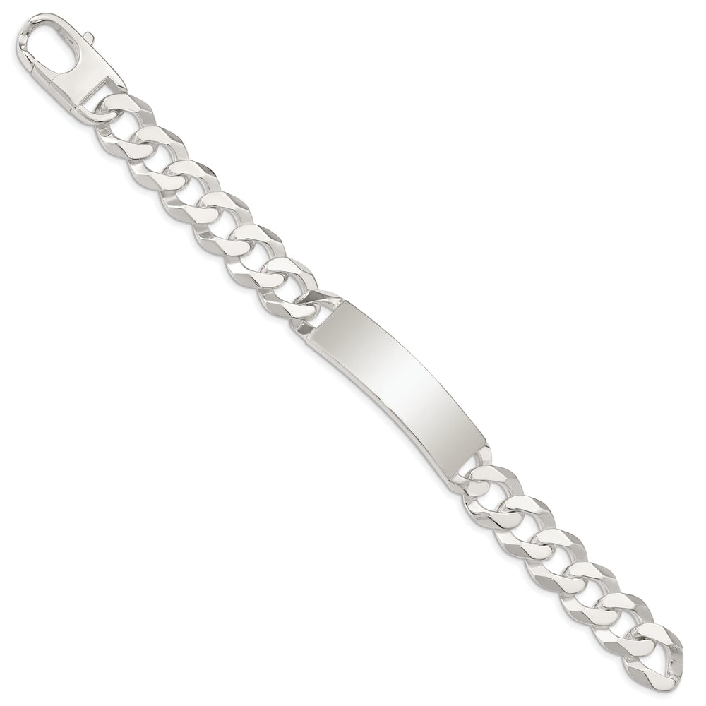 Silver Polished Curb Link ID 8.50 inch Bracelet