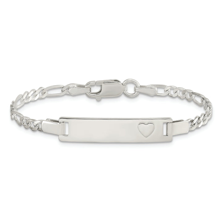 Silver Engravable Baby ID with Heart Bracelet