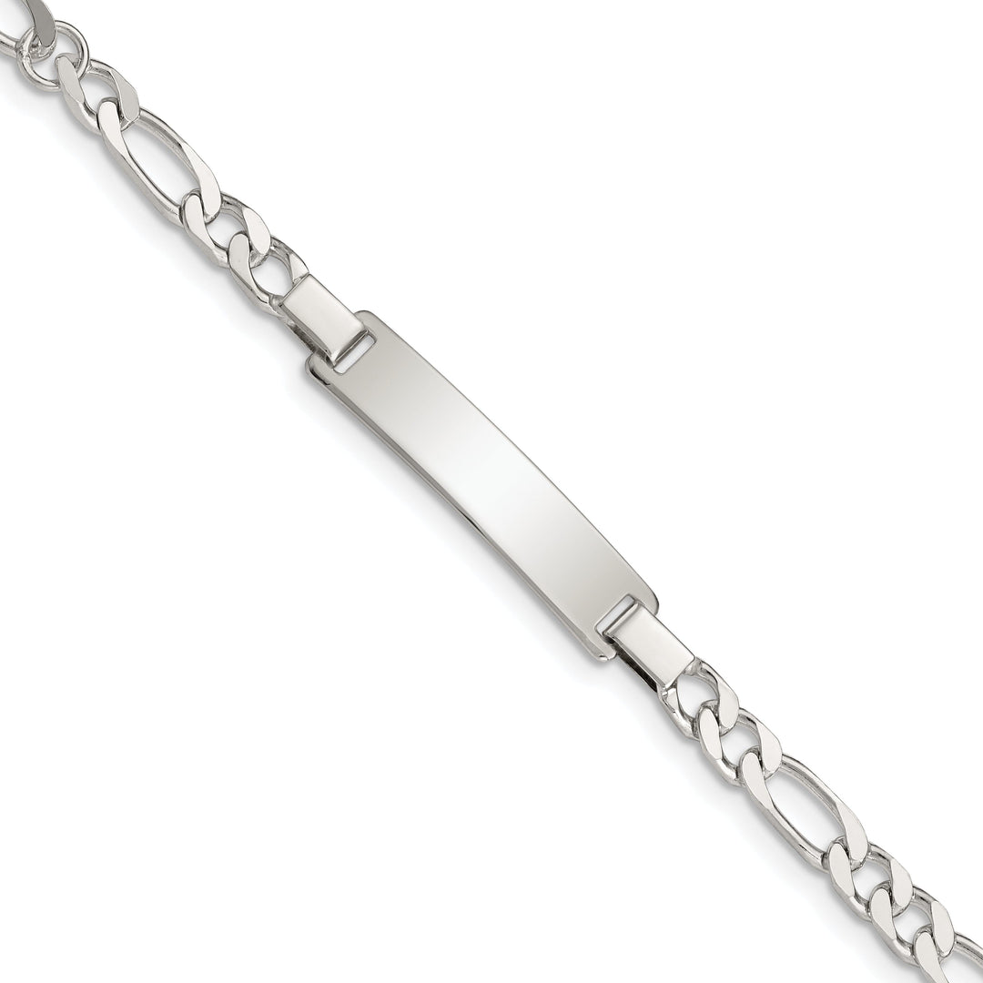 Silver Engravable Childrens ID Figaro Bracelet