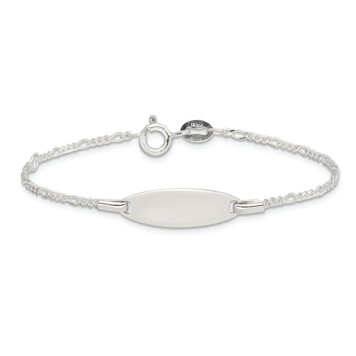 Silver Engraveable Childrens ID Figaro Bracelet
