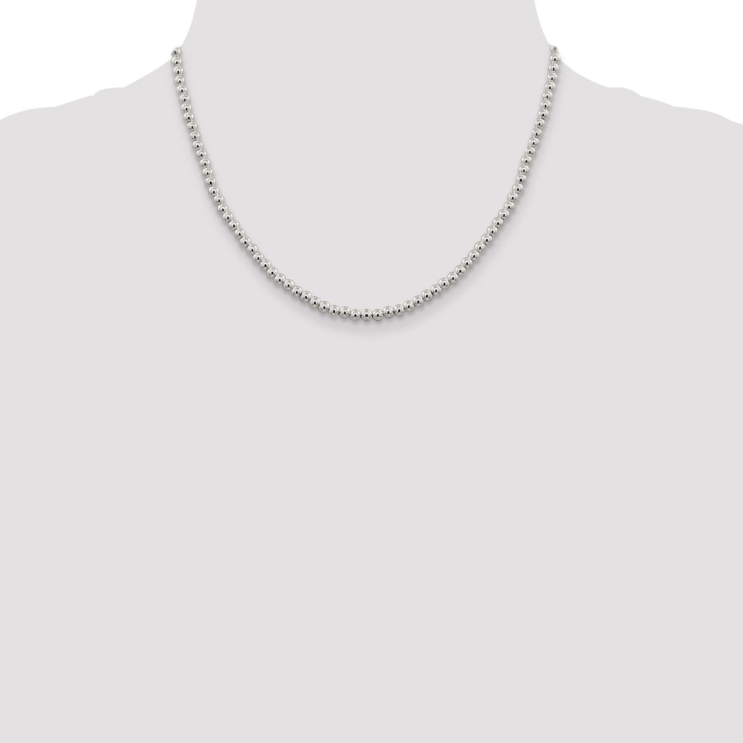 Sterling Silver Necklace Beaded Box Chain 4MM