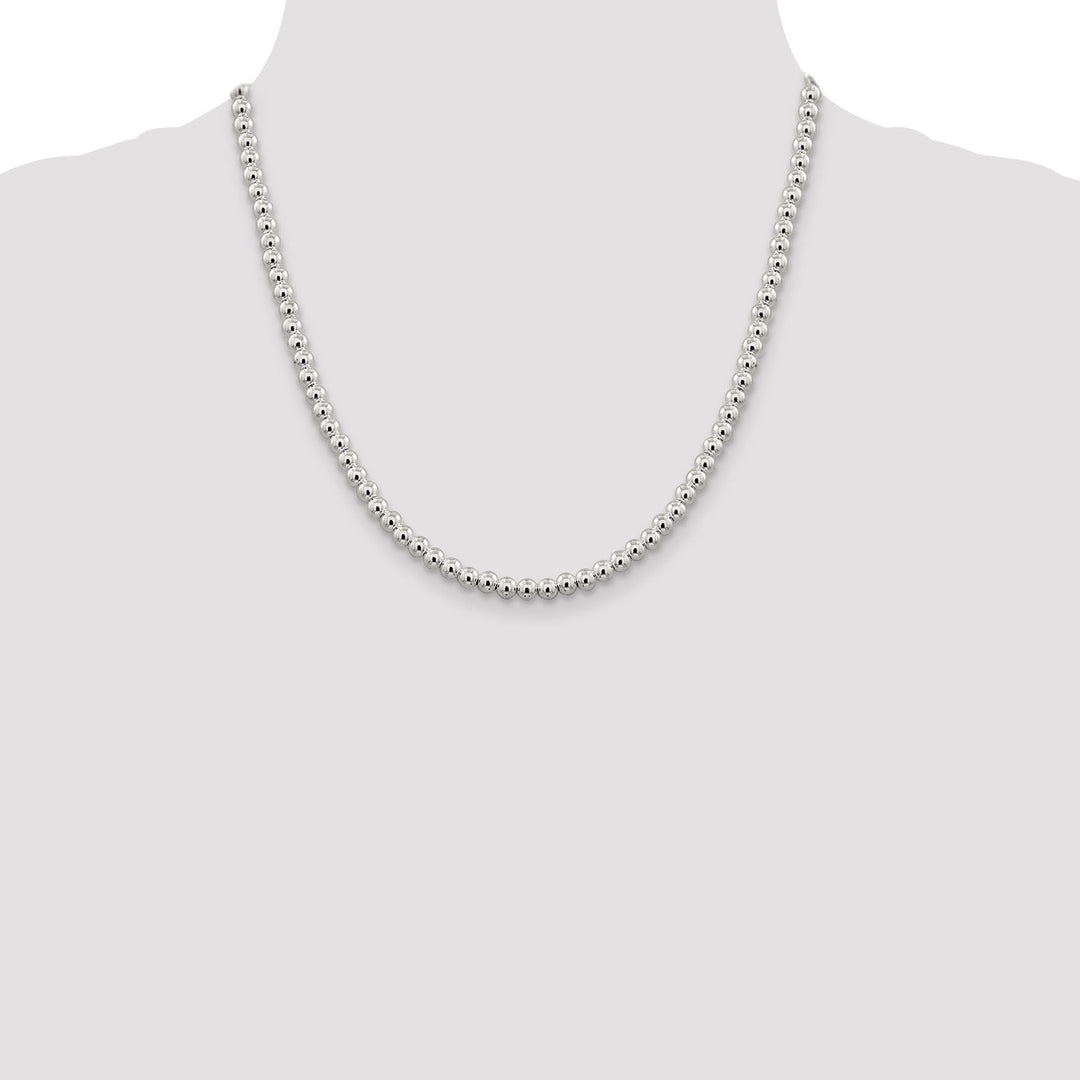 Sterling Silver Necklace Beaded Box Chain 5MM