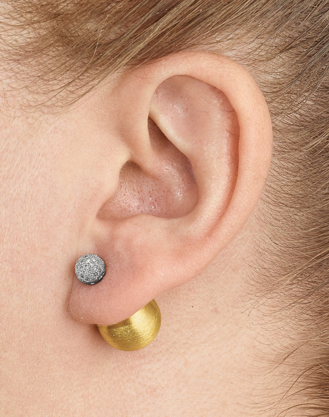 Silver Gold-tone C.Z Front Back Earrings