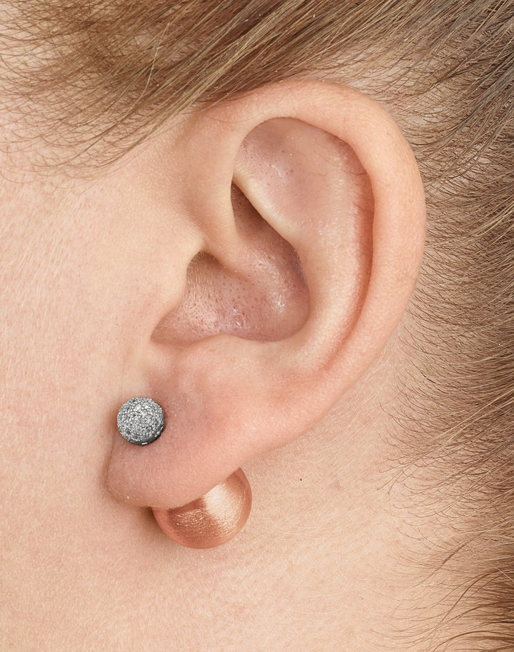 Silver Rose-tone C.Z Front Back Earrings