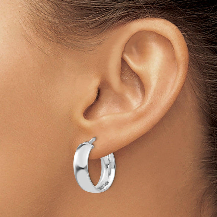 Sterling Silver Rhodium Hoop Earrings