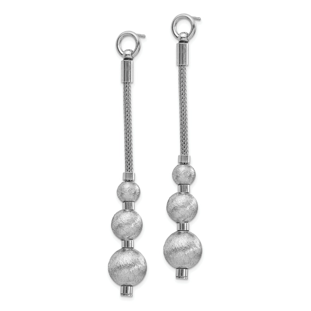 Silver Polished Brushed 3 Bead Dangle Earrings