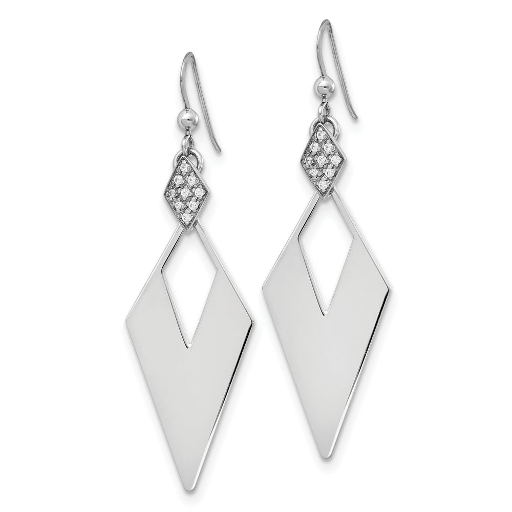 Silver Crystal Diamond Shape Dangle Earrings