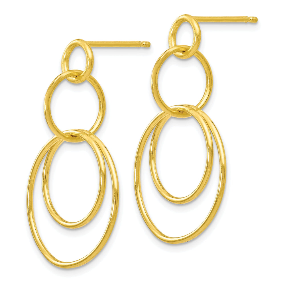 Silver Gold-tone Polished Post Dangle Earrings