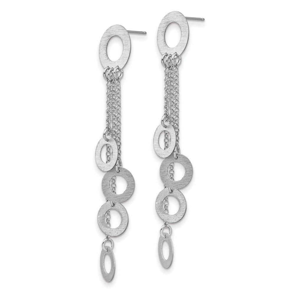 Silver Brushed and Polished Post Dangle Earrings