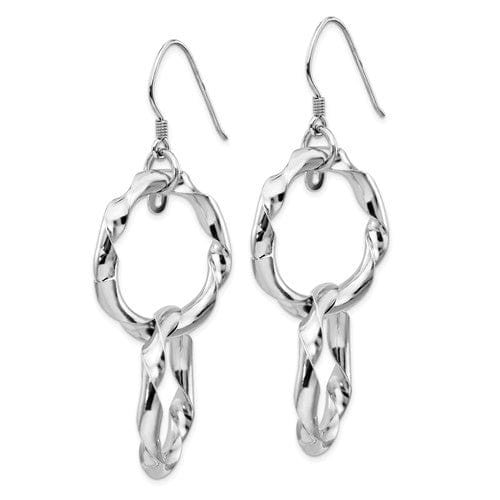 Silver Polished Twisted Circles Dangle Earrings
