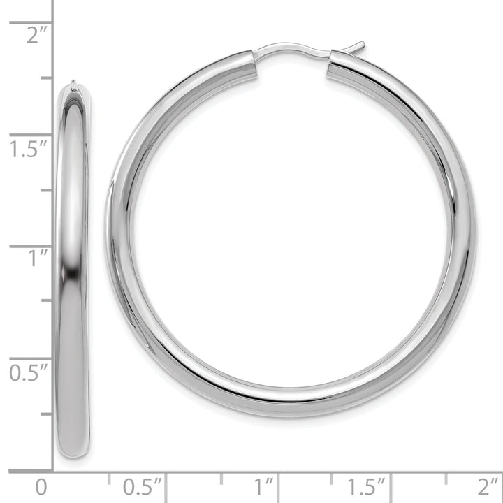 Sterling Silver Rhodium 3.5MM Tube Hoop Earrings