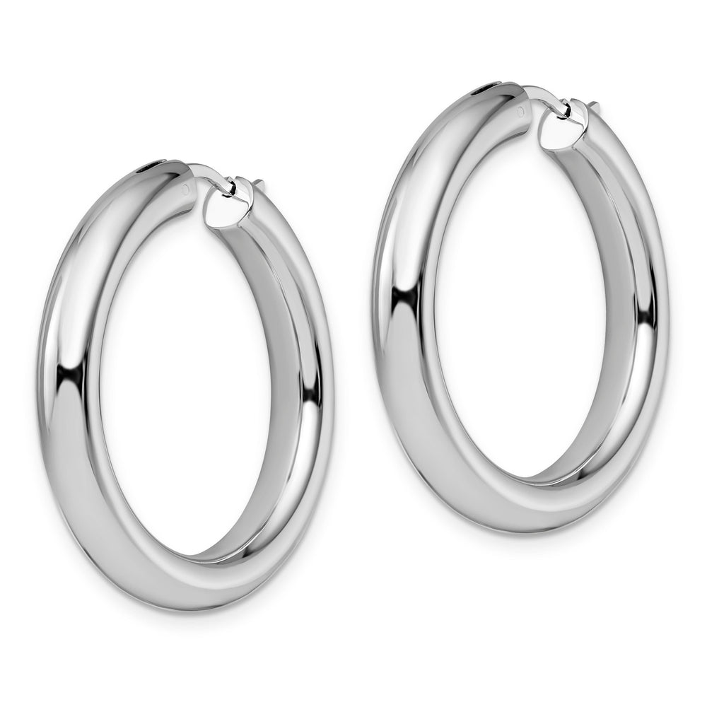 Sterling Silver Rhodium 5MM Tube Hoop Earrings