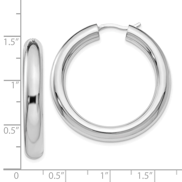 Sterling Silver Rhodium 5MM Tube Hoop Earrings