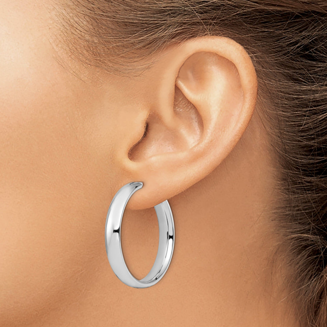 Sterling Silver Half Round Tube Hoop Earrings
