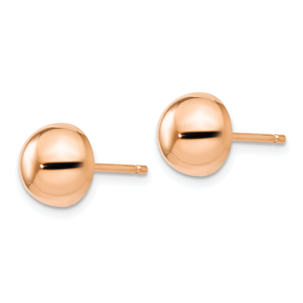 Silver Rose Gold Polished 8-9MM Button Earrings