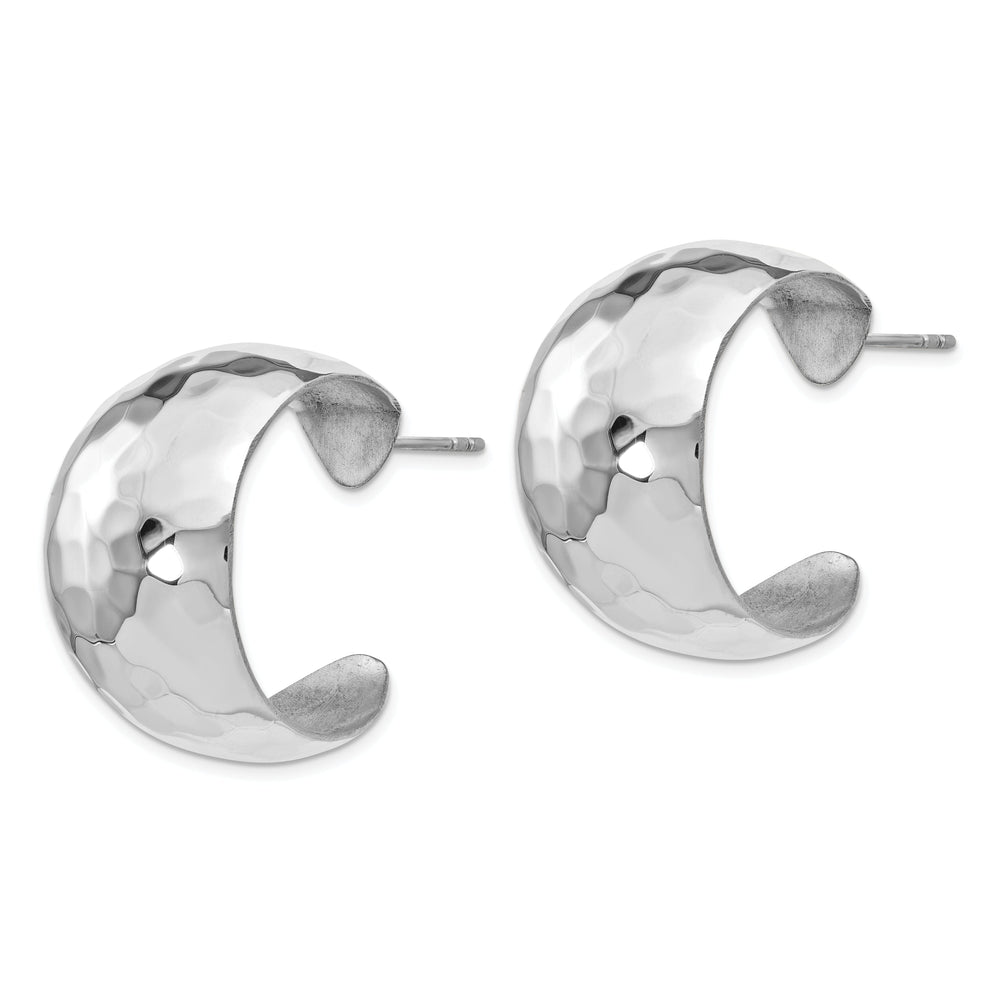 Sterling Silver Polished Hammered Post Earrings