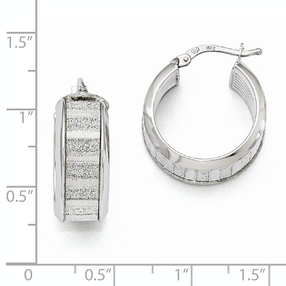 Silver Polished Glimmer Infused Hoop Earrings