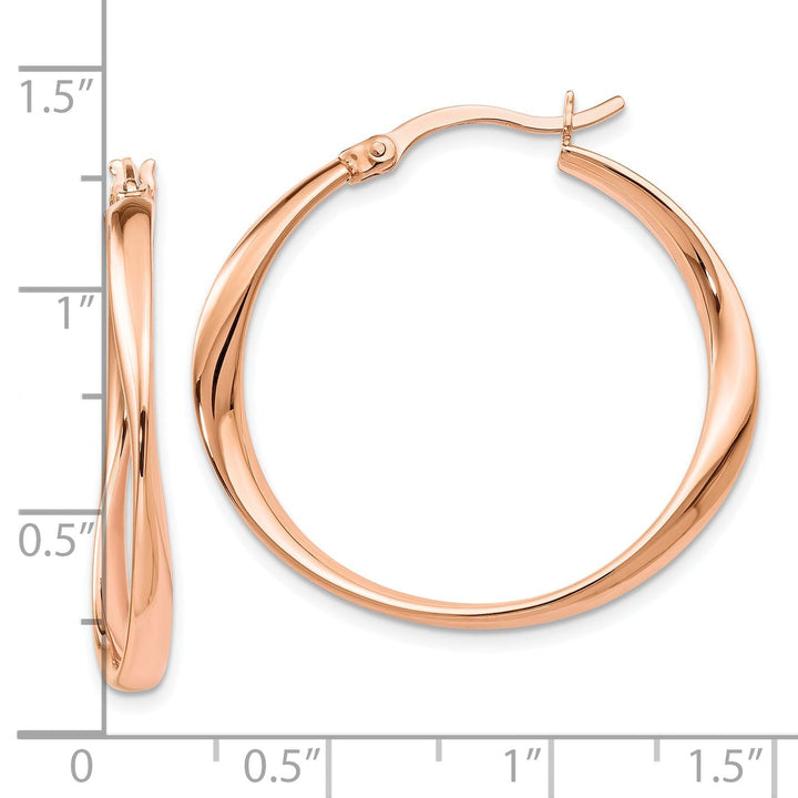 Silver Rose Gold-plated Polished Hoop Earrings