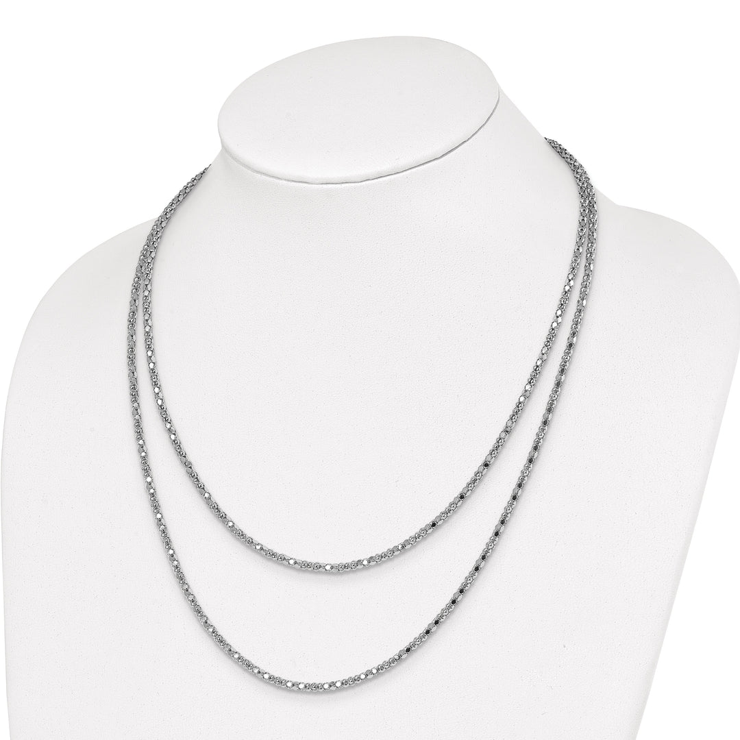 Sterling Silver Rhodium Fancy 2 Strand Necklace
