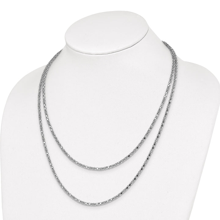 Sterling Silver Rhodium Fancy 2 Strand Necklace