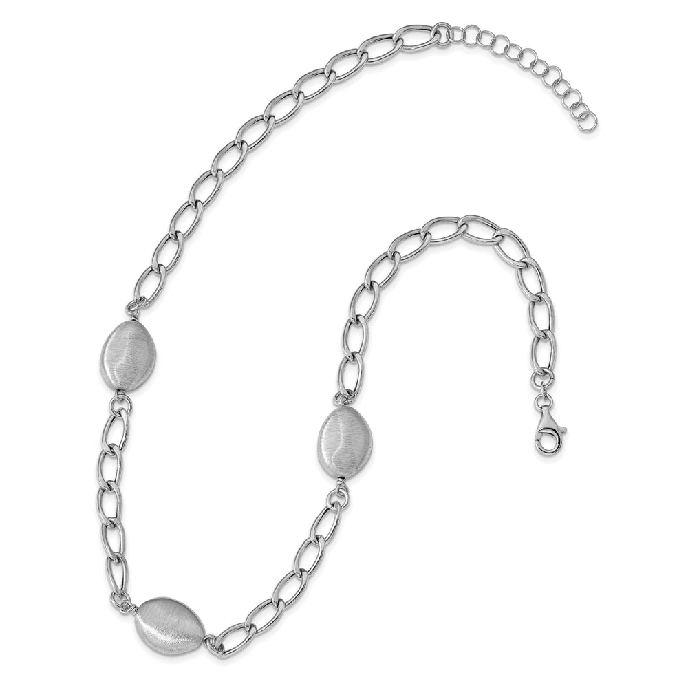 Silver Rhodium Brushed and Polished Necklace