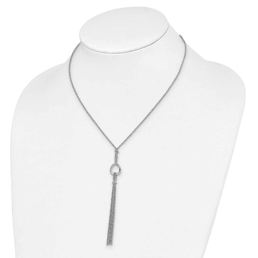Sterling Silver Rhodium-plated Tassel Necklace