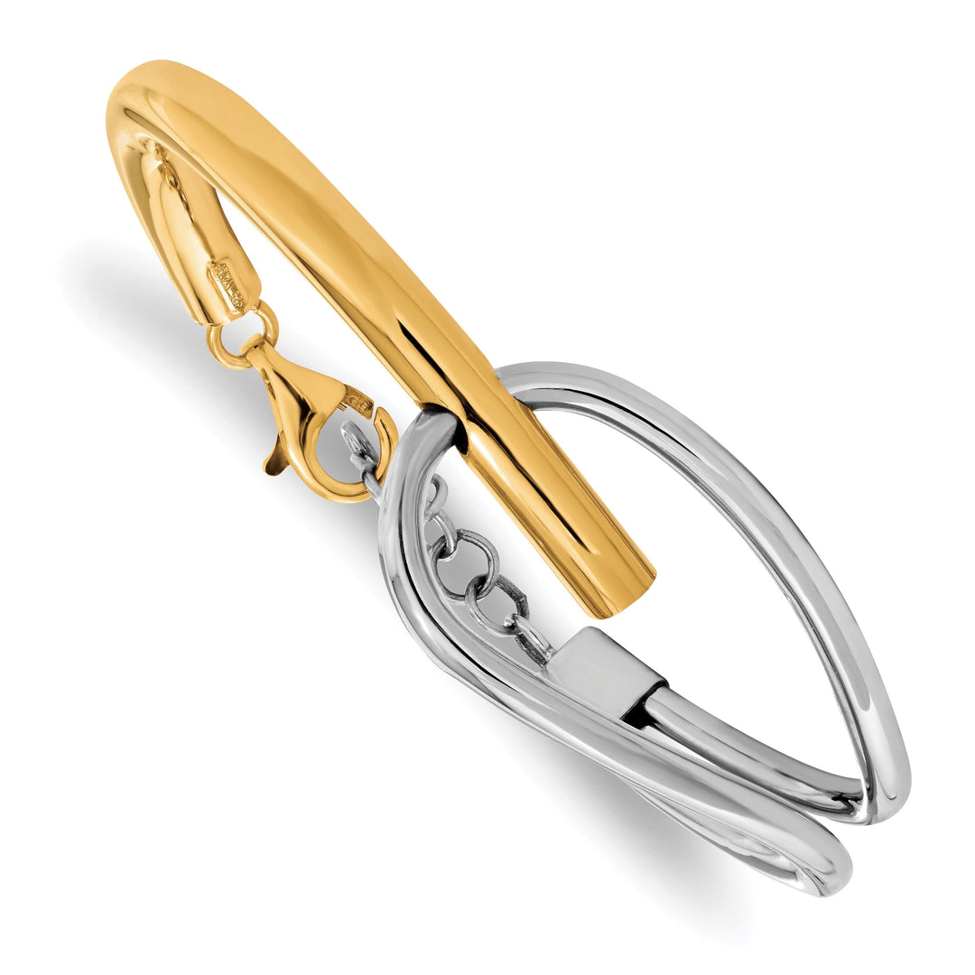 Leslie Silver Gold-tone Polish Bangle Bracelet