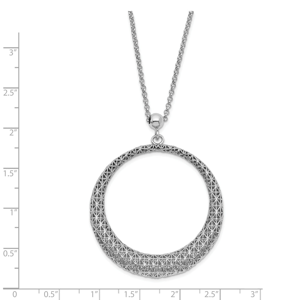 Silver Polished D.C Circle Pendant Necklace