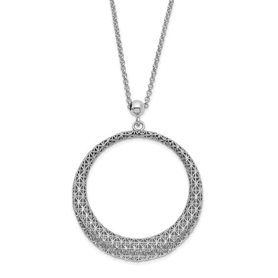 Silver Polished D.C Circle Pendant Necklace