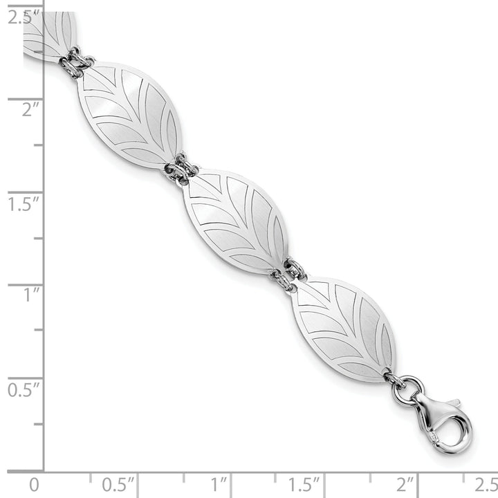 Sterling Silver Brushed/Polished Leaf Bracel